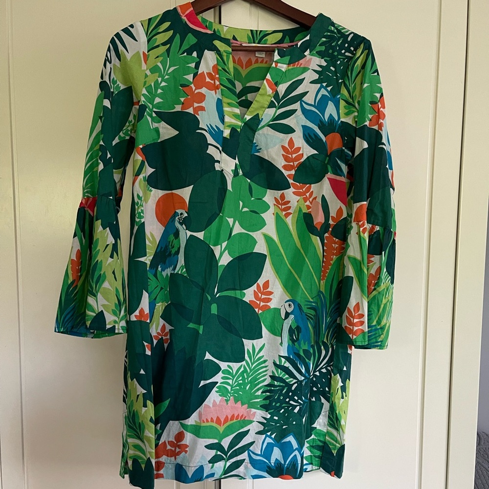 BODEN Tropical Tunic Swim Cover-up Dress Bird Print 4
